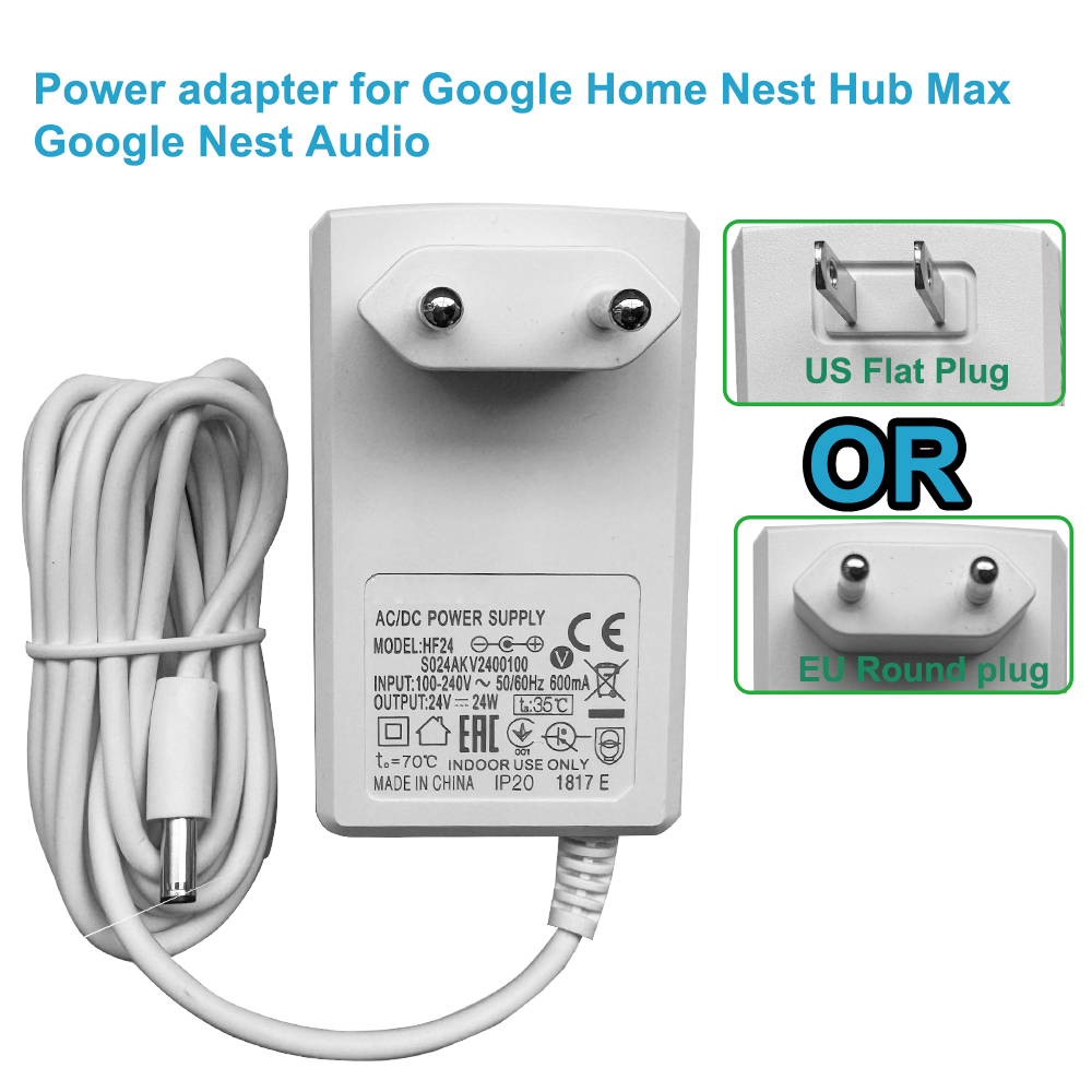 Google Speaker Nest Hub - 24V Power Supply adapte for Google