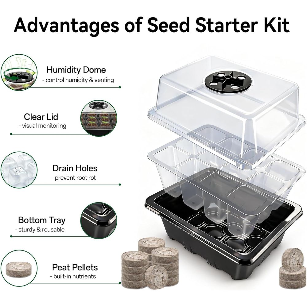 4 Pack Seed Starter Tray with  - огляд і ціна Peat Pellet Tray
